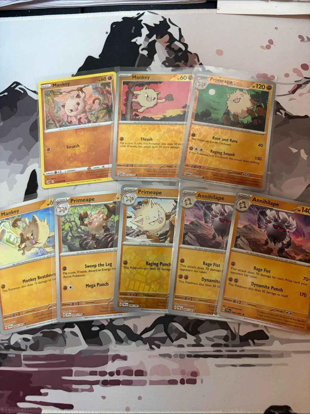 Mankey, Primeape & Annihilape Pokémon Evolution Reverse Holo Card Lot | 8 Cards